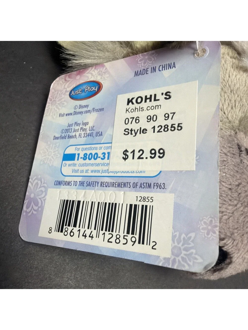 Kohls Disney Frozen Sven Reindeer Stuffed Plush Felt Antlers 9”x 7” NWT Clean